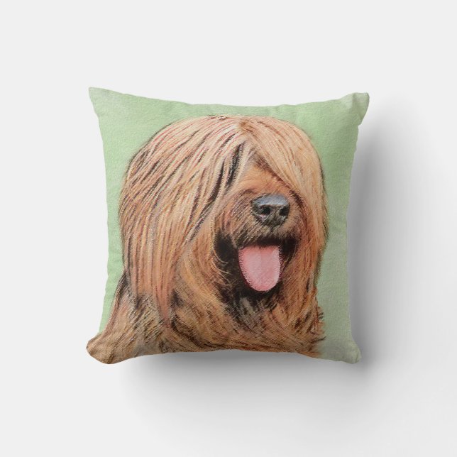Briard Painting - Cute Original Dog Art Throw Pillow (Front)