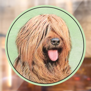 Briard Painting - Cute Original Dog Art Window Cling