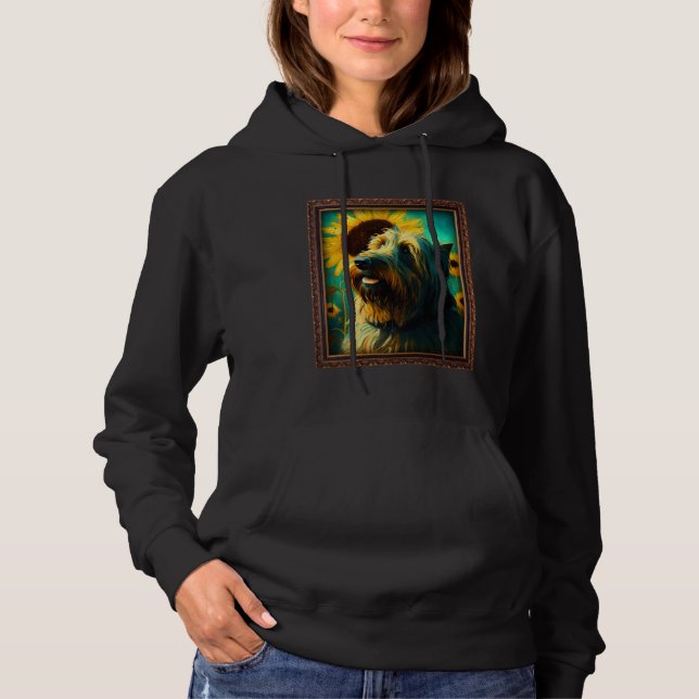 Briard Painting Sunflower Flower Mom Women Floral  Hoodie (Front)