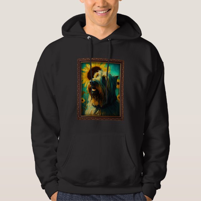 Briard Painting Sunflower Flower Mom Women Floral  Hoodie (Front)
