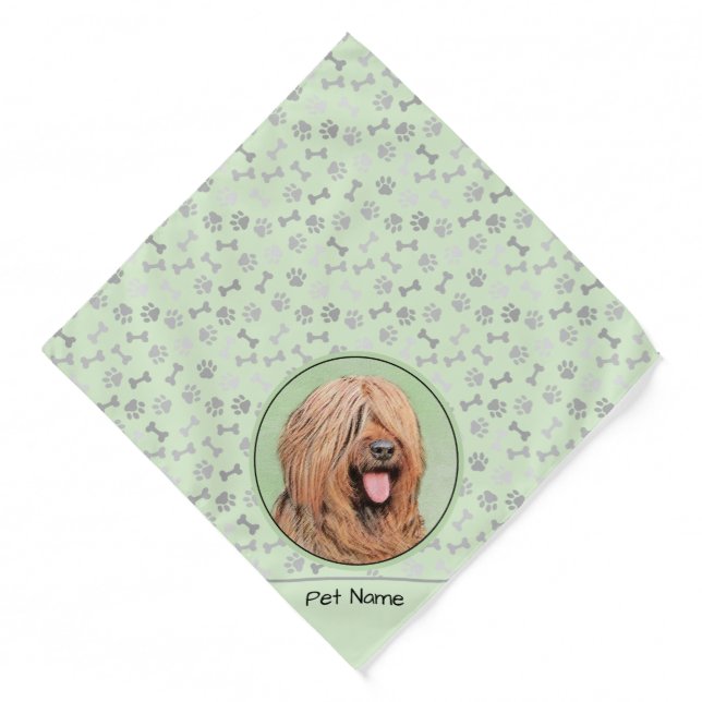 Briard Painting Tawny Black Overlay Cute Dog Art Bandana (Front)