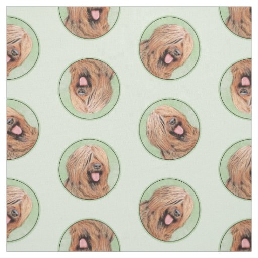 Briard Painting Tawny Black Overlay Cute Dog Art Fabric