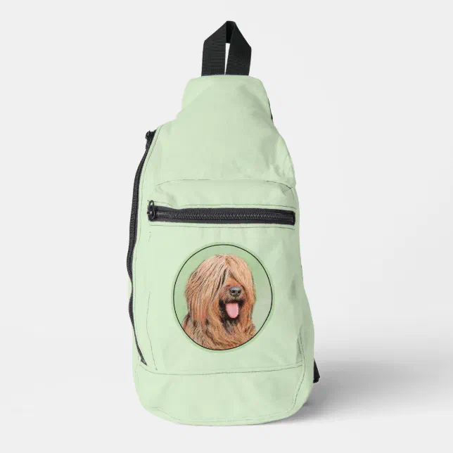 Briard Painting Tawny Black Overlay Cute Dog Art Sling Bag Zazzle