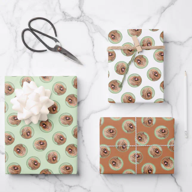 Briard Painting Tawny Black Overlay Cute Dog Art Wrapping Paper