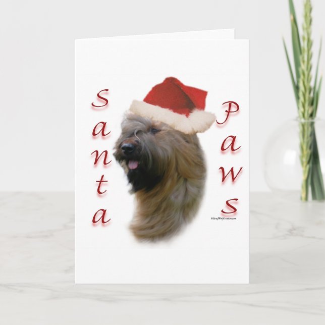 Briard Santa Paws Holiday Card (Front)