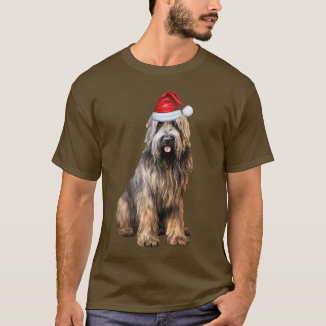 Briard Shepherd Dog Lover Funny Christmas T-Shirt (Front)