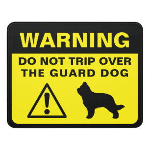 Briard Silhouette Humorous Guard Dog Warning Door Sign