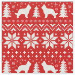 Briard Silhouettes Christmas Holiday Red and White Fabric