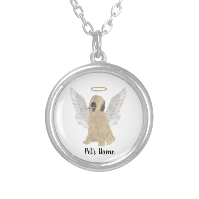 Briard Sympathy Memorial Silver Plated Necklace (Front)