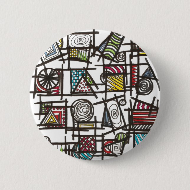 Bric A Brac-Abstract Geometric Ink Doodle Art Button (Front)