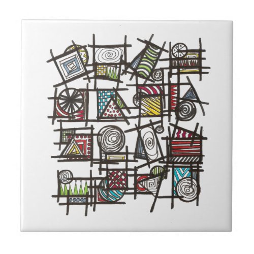 Bric A Brac-Stylish Modern Geometric Art Ceramic Tile