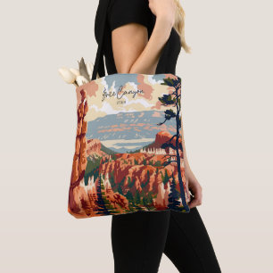 Brice Canyon Utah Vintage Art Travel Illustration Tote Bag