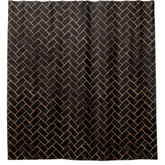 BRICK2 BLACK MARBLE & BROWN STONE SHOWER CURTAIN