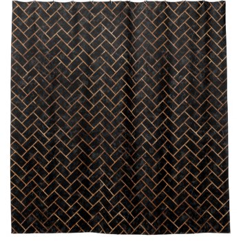 Brick2 Black Marble & Brown Stone Shower Curtain by Trendi_Stuff at Zazzle