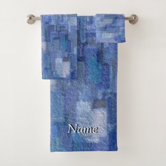 Brick Abstract Winter Blues Bathroom Set