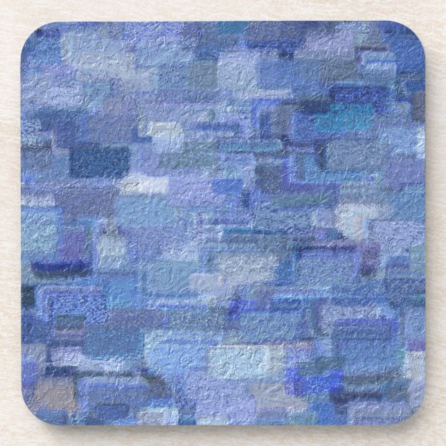 Brick Abstract Winter Blues Beverage Coaster (Front)