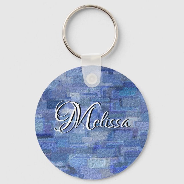 Brick Abstract Winter Blues Key Chain (Front)