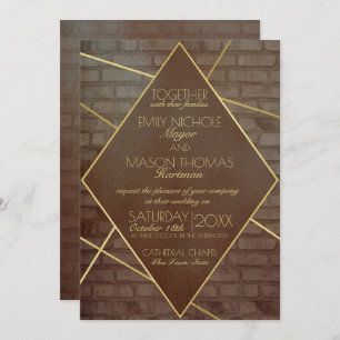 Brick and Bronze Industrial Wedding Invitation