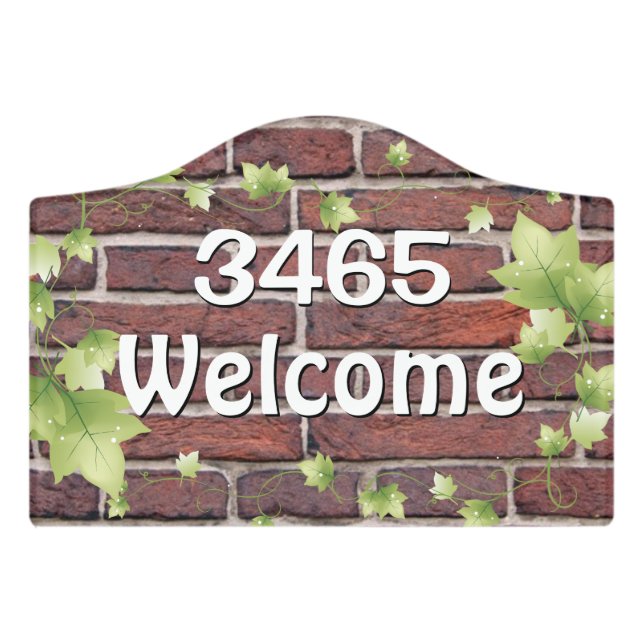 Brick and Ivy Door Welcome Sign (Small Crest Front)