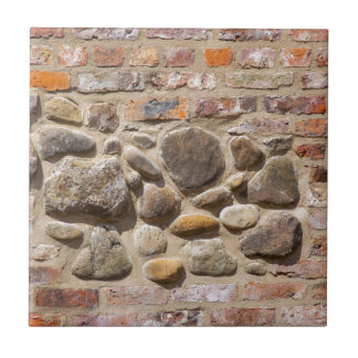 Brick and stone wall ceramic tile