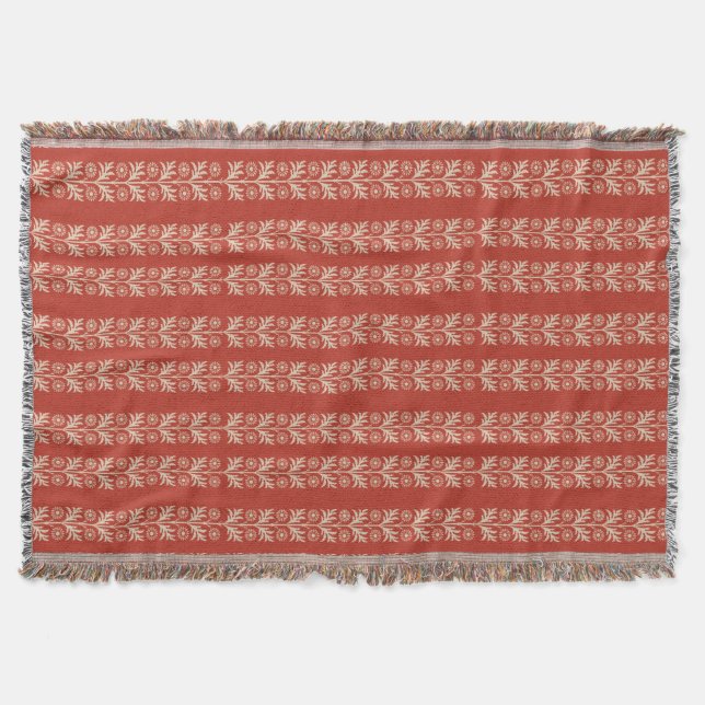 Brick Arts and Crafts Floral Stripe Throw Blanket (Front)