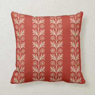 Brick Arts and Crafts Floral Stripe Throw Pillow