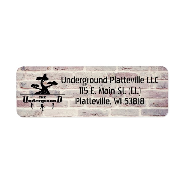 Brick Background Business Logo and address Label (Front)