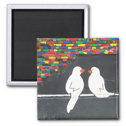 brick bird wall  graffiti wall magnet