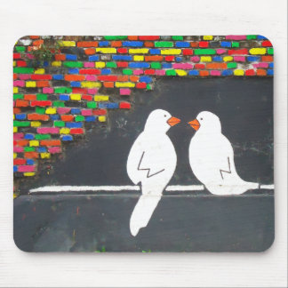 brick bird wall : graffiti wall mouse pad