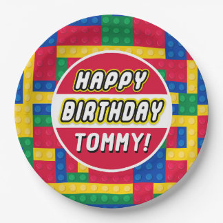 Brick Builder Customizable Birthday party Paper Plates
