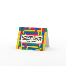 Brick Builder Customizable Birthday Thank you card