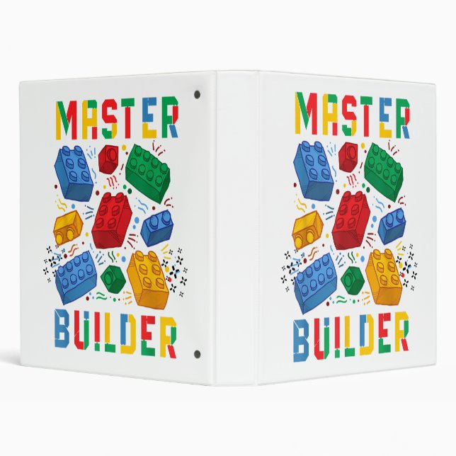 Brick Builder Funny Blocks Building Master Builder 3 Ring Binder (Background)