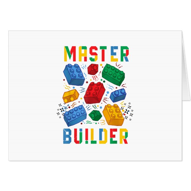 Brick Builder Funny Blocks Building Master Builder Card (Front Horizontal)
