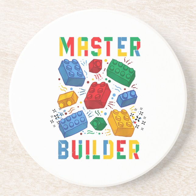 Brick Builder Funny Blocks Building Master Builder Coaster (Front)