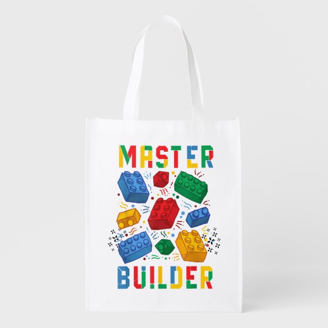 Brick Builder Funny Blocks Building Master Builder Grocery Bag (Front)