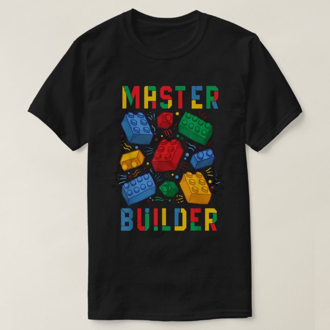 Brick Builder Funny Blocks Master Builder T-Shirt (Design Front)