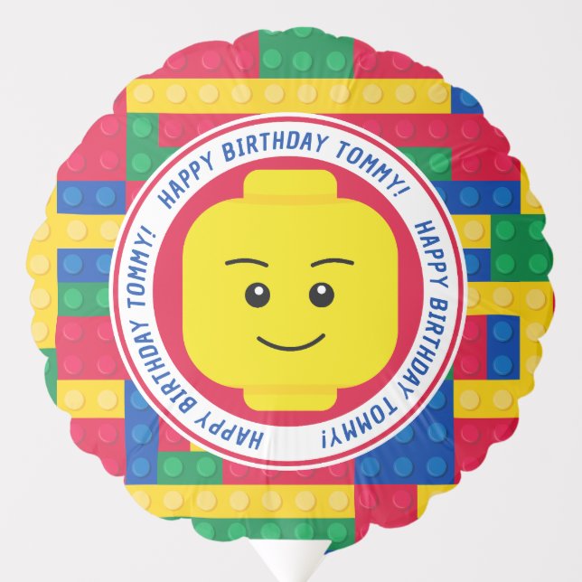 Brick Builder Man Customizable Birthday air filled Balloon (Front)