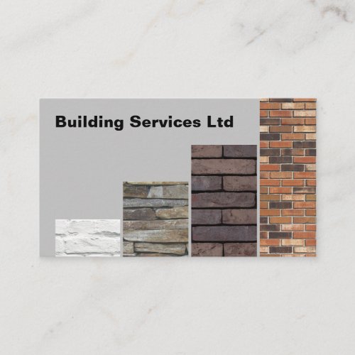 Brick Building Services with Grey Background  Business Card