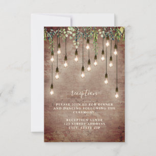 Brick Bulbs Greenery Wedding Reception Details Inv Invitation