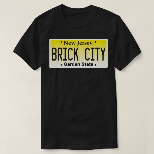 Brick City Newark NJ City New Jersey license plate T-Shirt (Design Front)
