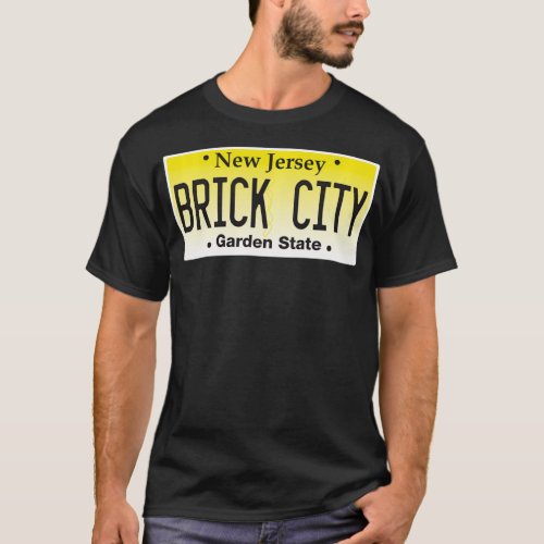Brick City Newark NJ City New Jersey license plate T_Shirt