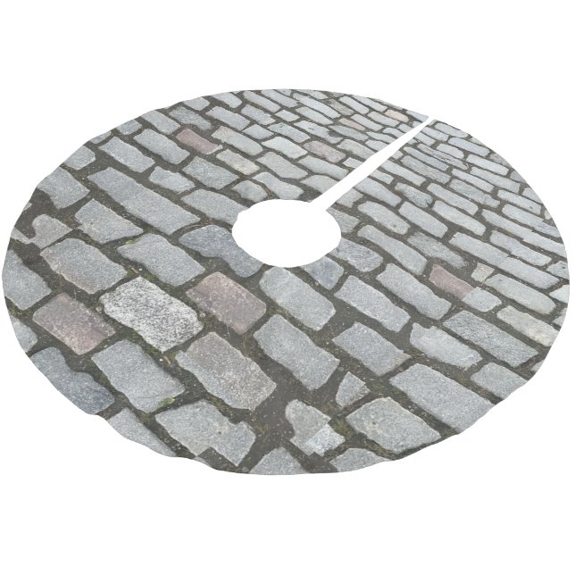 Brick Cobblestone Stone Pathway Sidewalk Brushed Polyester Tree Skirt (Angled)