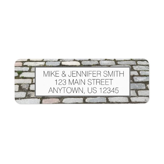 Brick Cobblestone Street Pathway Nature Photograph Label (Front)