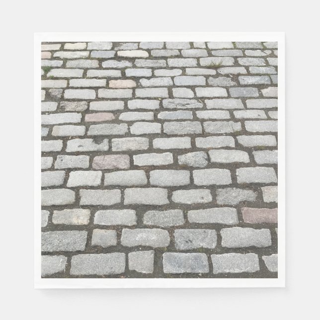 Brick Cobblestone Street Pathway Nature Photograph Napkins (Front)