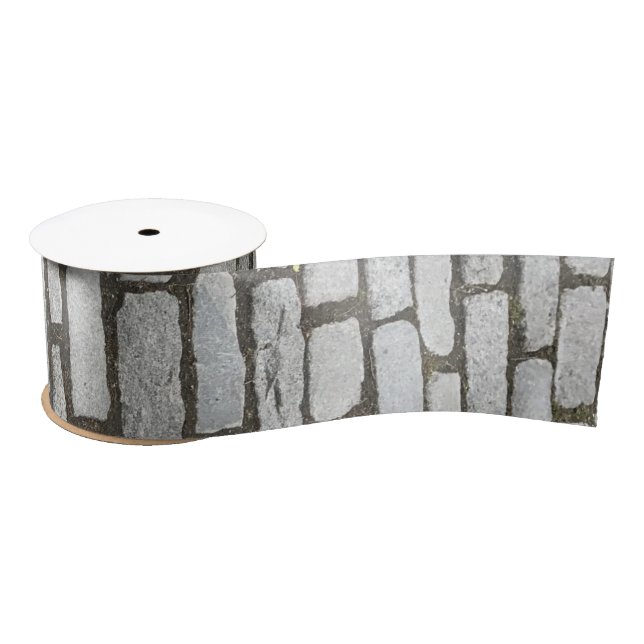 Brick Cobblestone Street Pathway Nature Photograph Satin Ribbon (Spool)