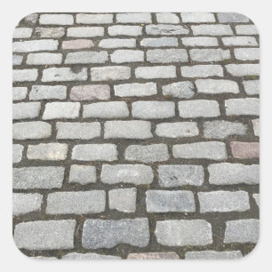 Brick Cobblestone Street Pathway Nature Photograph Square Sticker