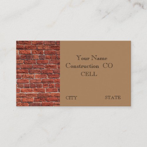 Brick construction company business card