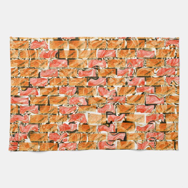 Brick design with bright tones separating them kitchen towel (Horizontal)