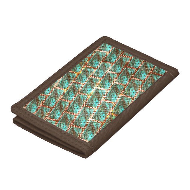 Brick effect, light blue spotted, grazes division. trifold wallet (Top)