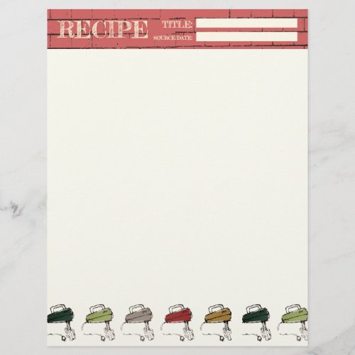 Brick electric mixer cookbook recipe letterhead